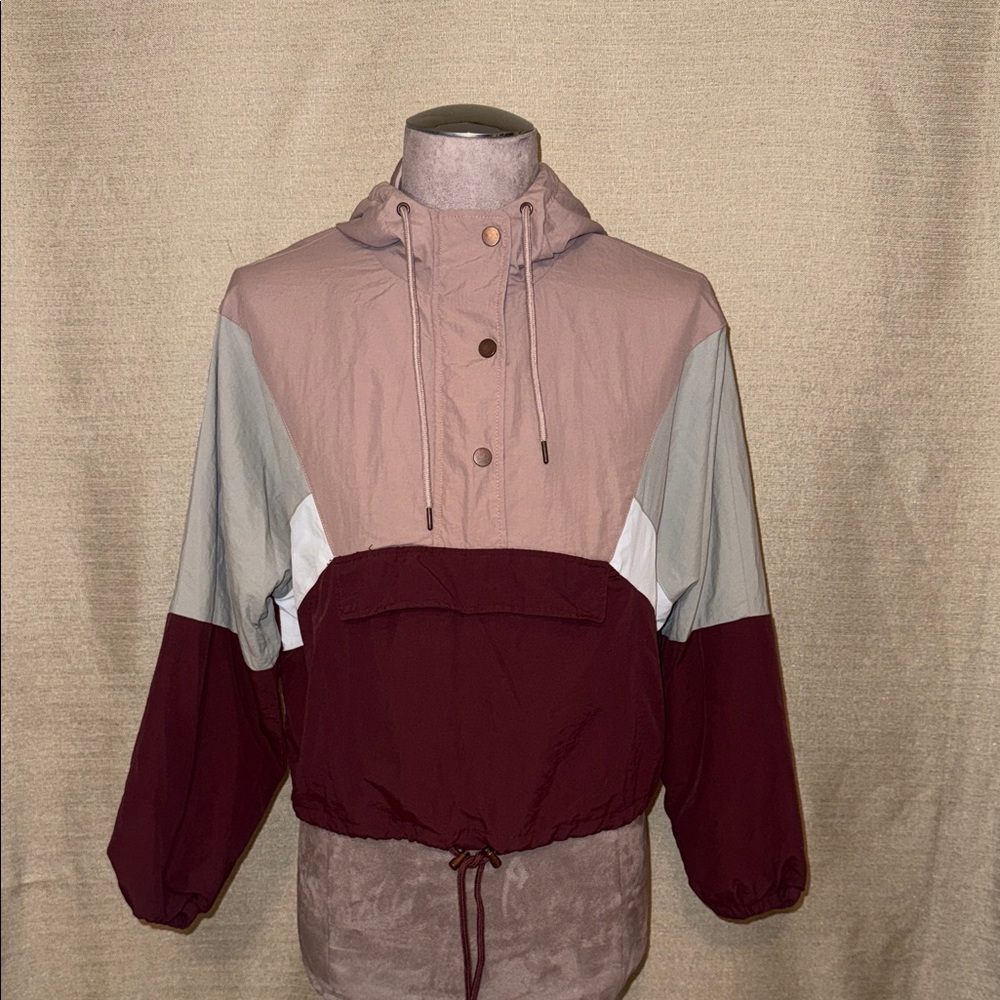 Ashley By 26 International Women's Burgundy and Beige Utility Jacket